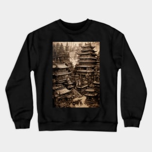 Japanese Fantasy City Shrine Crewneck Sweatshirt